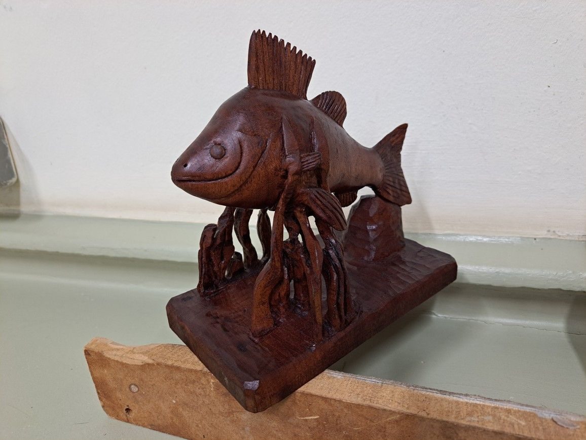 Carved wooden fish